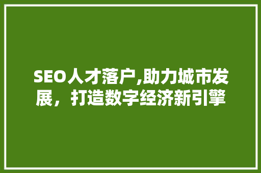SEO人才落户,助力城市发展，打造数字经济新引擎