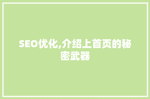 SEO优化,介绍上首页的秘密武器