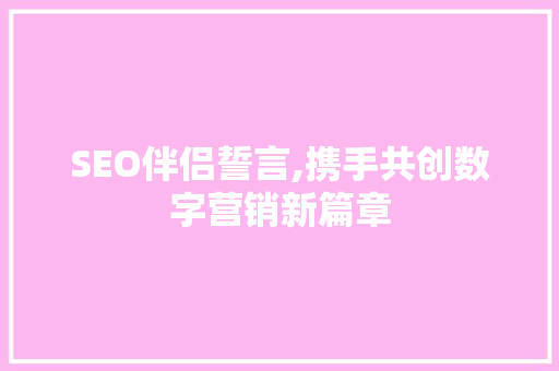 SEO伴侣誓言,携手共创数字营销新篇章