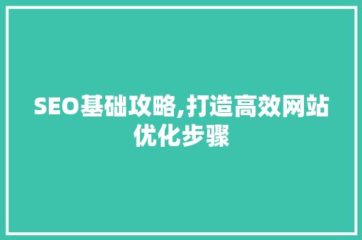 SEO基础攻略,打造高效网站优化步骤