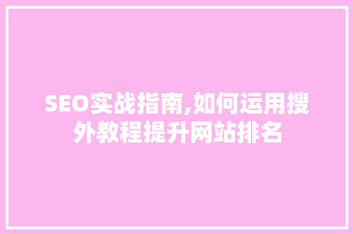SEO实战指南,如何运用搜外教程提升网站排名