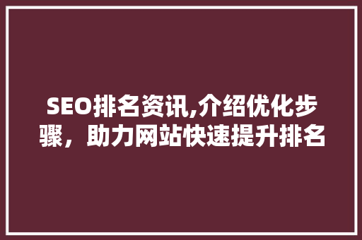 SEO排名资讯,介绍优化步骤，助力网站快速提升排名