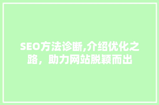 SEO方法诊断,介绍优化之路，助力网站脱颖而出