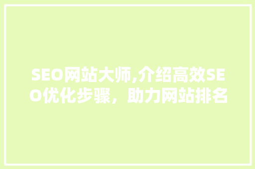 SEO网站大师,介绍高效SEO优化步骤，助力网站排名飙升