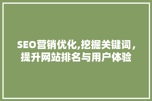 SEO营销优化,挖掘关键词，提升网站排名与用户体验