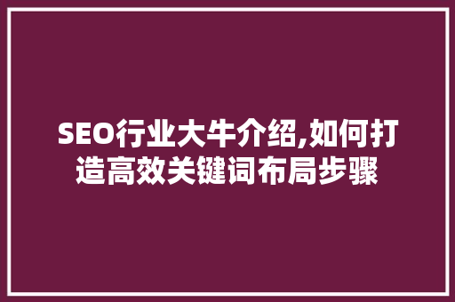 SEO行业大牛介绍,如何打造高效关键词布局步骤