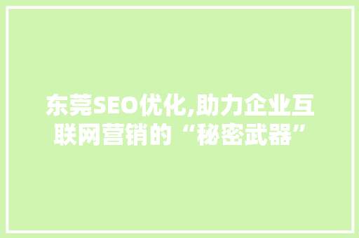 东莞SEO优化,助力企业互联网营销的“秘密武器”