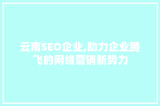 云南SEO企业,助力企业腾飞的网络营销新势力