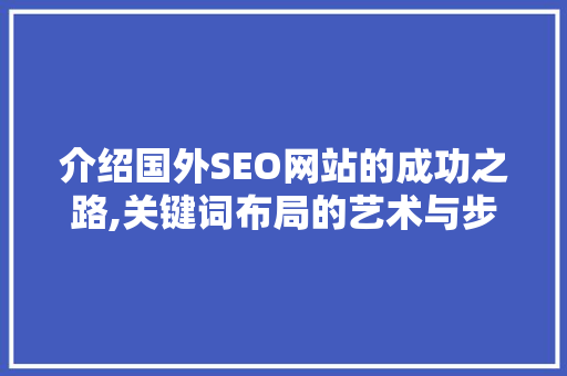 介绍国外SEO网站的成功之路,关键词布局的艺术与步骤