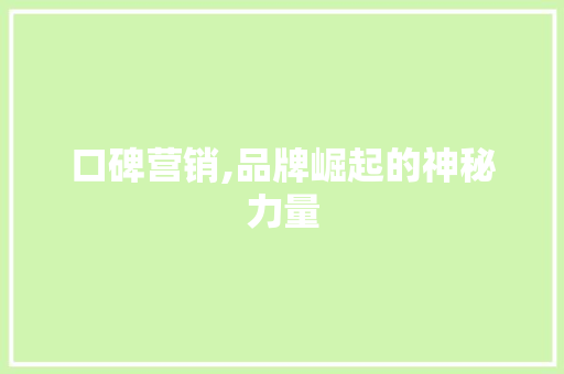 口碑营销,品牌崛起的神秘力量