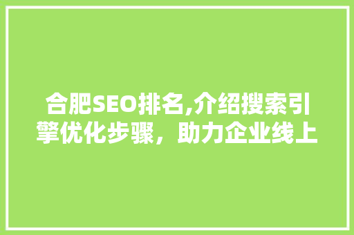 合肥SEO排名,介绍搜索引擎优化步骤，助力企业线上崛起
