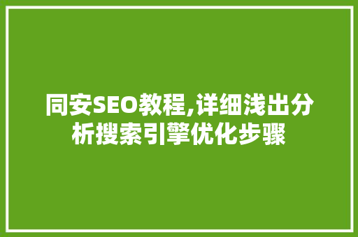 同安SEO教程,详细浅出分析搜索引擎优化步骤