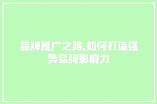 品牌推广之路,如何打造强势品牌影响力