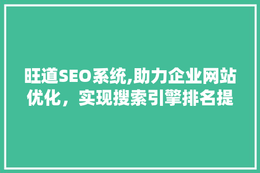 旺道SEO系统,助力企业网站优化，实现搜索引擎排名提升