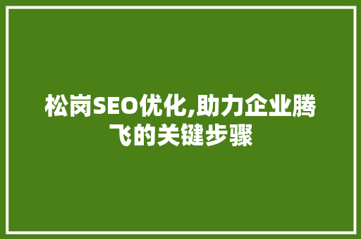松岗SEO优化,助力企业腾飞的关键步骤
