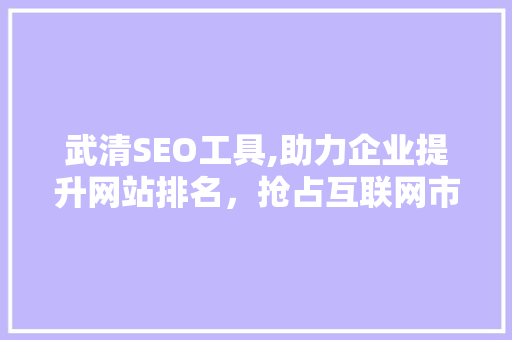 武清SEO工具,助力企业提升网站排名，抢占互联网市场先机