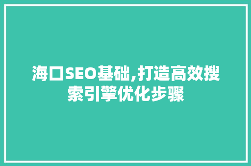 海口SEO基础,打造高效搜索引擎优化步骤