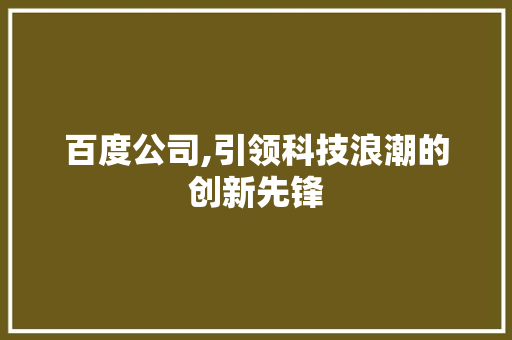 百度公司,引领科技浪潮的创新先锋