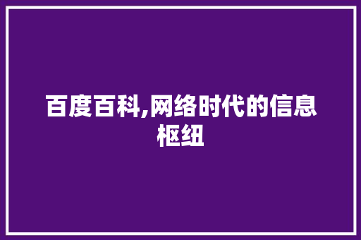百度百科,网络时代的信息枢纽