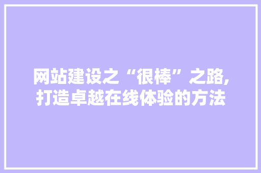 网站建设之“很棒”之路,打造卓越在线体验的方法