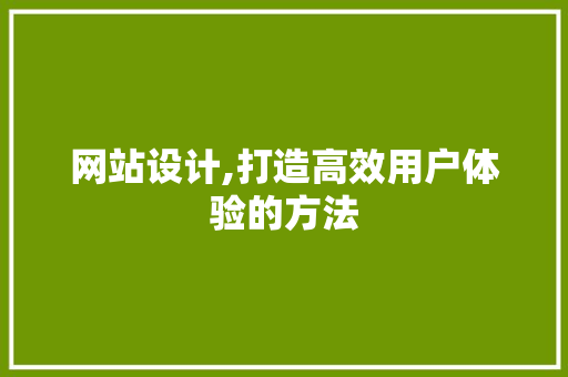 网站设计,打造高效用户体验的方法