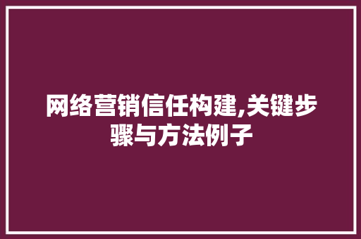 网络营销信任构建,关键步骤与方法例子