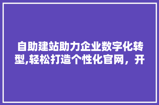 自助建站助力企业数字化转型,轻松打造个性化官网，开启网络营销新篇章