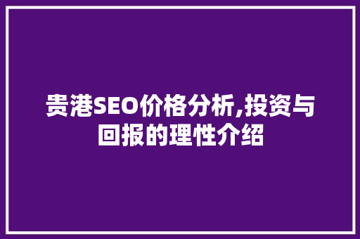 贵港SEO价格分析,投资与回报的理性介绍