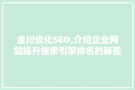 金川优化SEO,介绍企业网站提升搜索引擎排名的秘密武器
