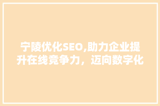 宁陵优化SEO,助力企业提升在线竞争力，迈向数字化未来