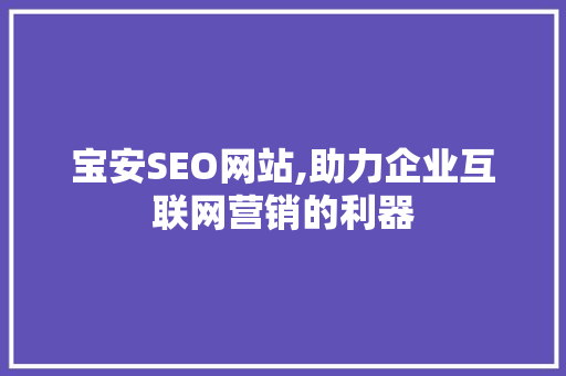 宝安SEO网站,助力企业互联网营销的利器