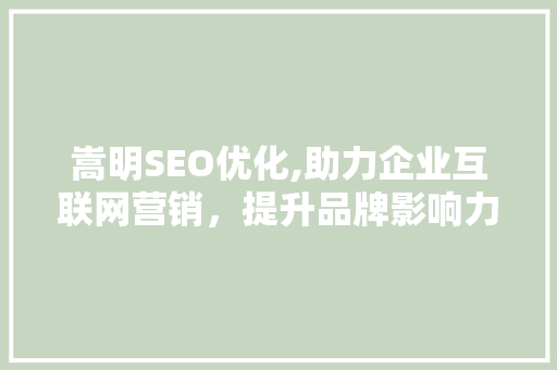 嵩明SEO优化,助力企业互联网营销，提升品牌影响力