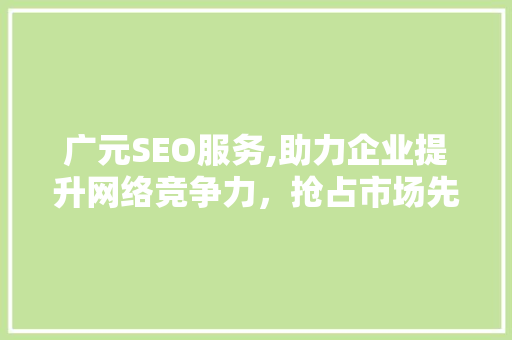 广元SEO服务,助力企业提升网络竞争力，抢占市场先机