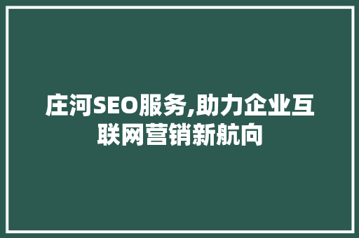 庄河SEO服务,助力企业互联网营销新航向