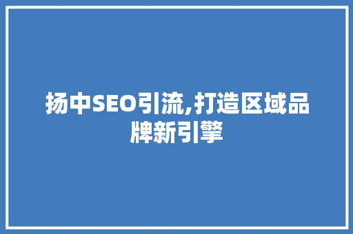 扬中SEO引流,打造区域品牌新引擎