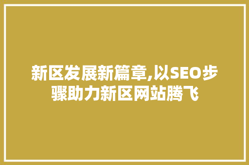 新区发展新篇章,以SEO步骤助力新区网站腾飞