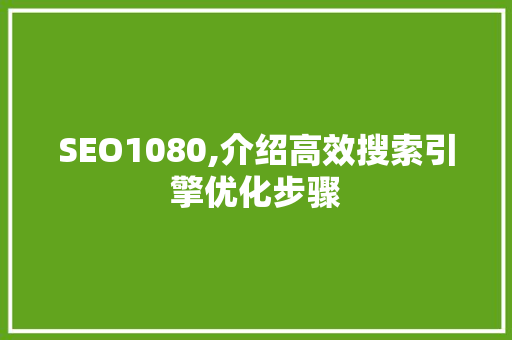 SEO1080,介绍高效搜索引擎优化步骤