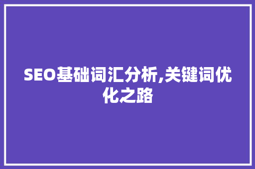 SEO基础词汇分析,关键词优化之路
