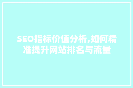 SEO指标价值分析,如何精准提升网站排名与流量