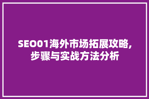 SEO01海外市场拓展攻略,步骤与实战方法分析