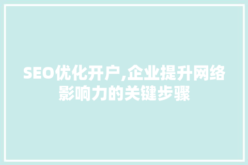 SEO优化开户,企业提升网络影响力的关键步骤