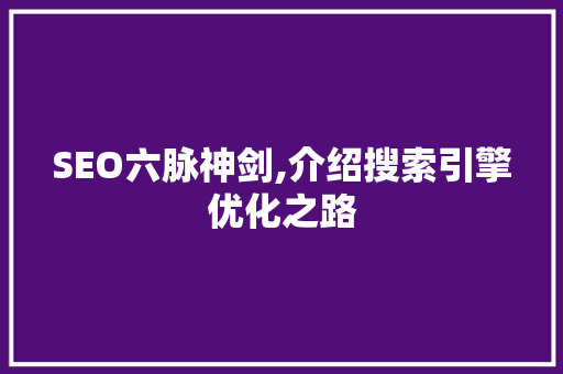 SEO六脉神剑,介绍搜索引擎优化之路