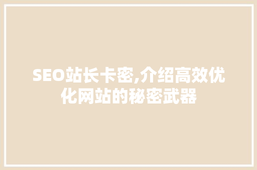 SEO站长卡密,介绍高效优化网站的秘密武器