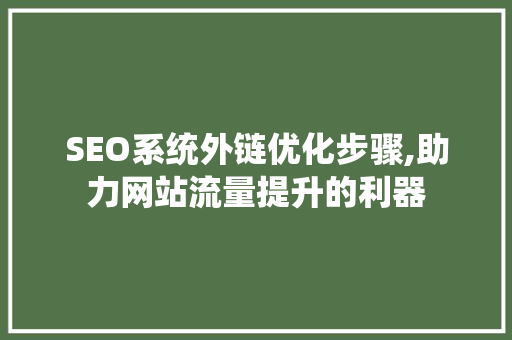 SEO系统外链优化步骤,助力网站流量提升的利器