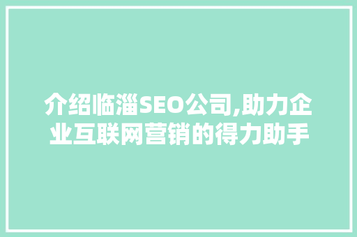 介绍临淄SEO公司,助力企业互联网营销的得力助手