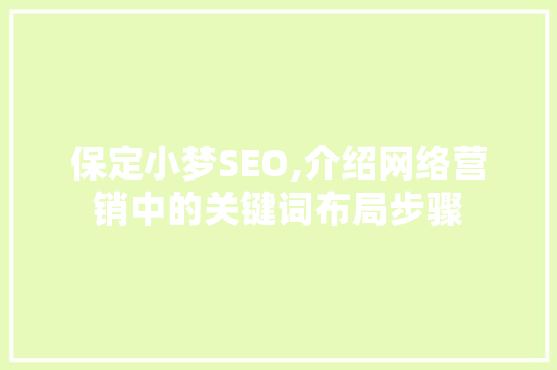 保定小梦SEO,介绍网络营销中的关键词布局步骤