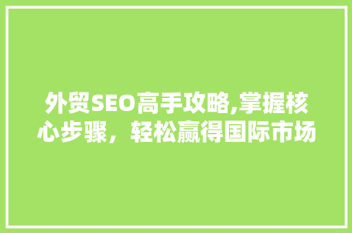 外贸SEO高手攻略,掌握核心步骤，轻松赢得国际市场