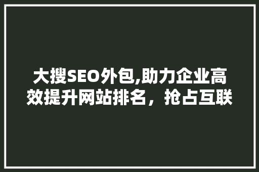 大搜SEO外包,助力企业高效提升网站排名，抢占互联网市场先机