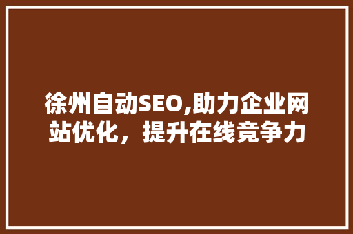 徐州自动SEO,助力企业网站优化，提升在线竞争力