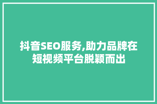 抖音SEO服务,助力品牌在短视频平台脱颖而出